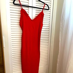 Red strappy bodycon dress